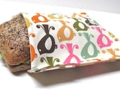 Reusable Sandwich Bag Birdy Eco Friendly Lunch Bag, Stylish Modern Lunch Kit, Earth Day, Birds, Ready to Ship