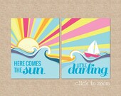 Here comes the Sun ... Beatles Lyric Giclee Art Prints for Nursery / Child's Room, 8x10 - Custom Match colors to your room
