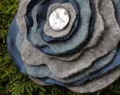Blue and Grey handmade recycled flower brooch