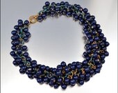 Blue Glass Art Deco Necklace Celluloid Fringe Bib Vintage 1920s Art Deco Jewelry