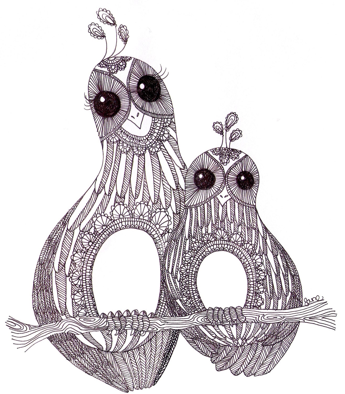 Mumma Bird Illustration - Mother and Baby - Print
