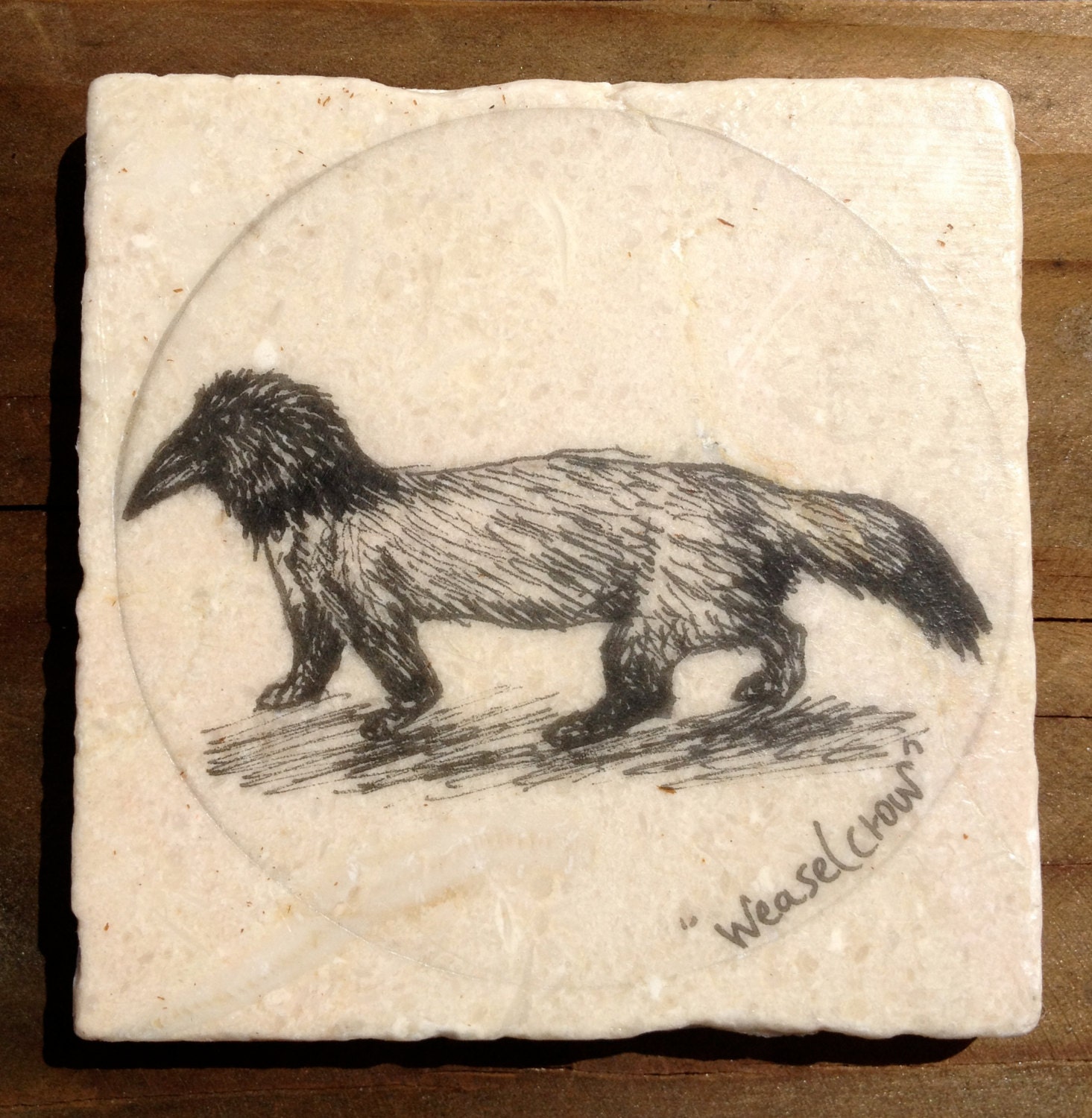 Stone Coasters ,With Original ink Drawings