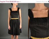 25% Off Sale Vintage 1950s Dress, 50s Dress full skirt lace designer Jerry Gilden New York semi sheer day dress black