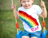 Ribbon and Trims Rainbow Birthday Shirt--available in short or long sleeves and tank styles