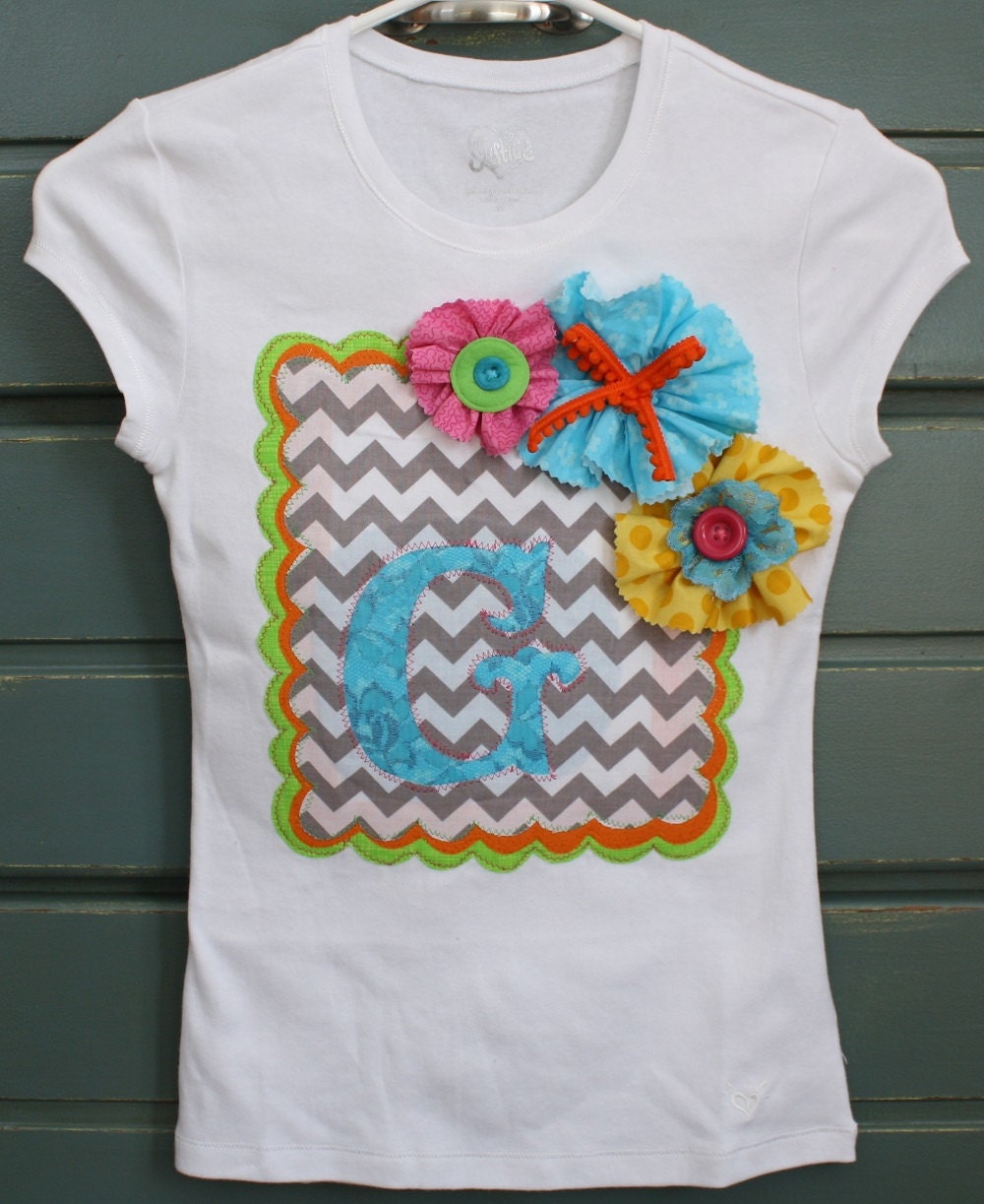 Simply Stated Embellished Initial Tee--Reserved Listing for lewisandbark