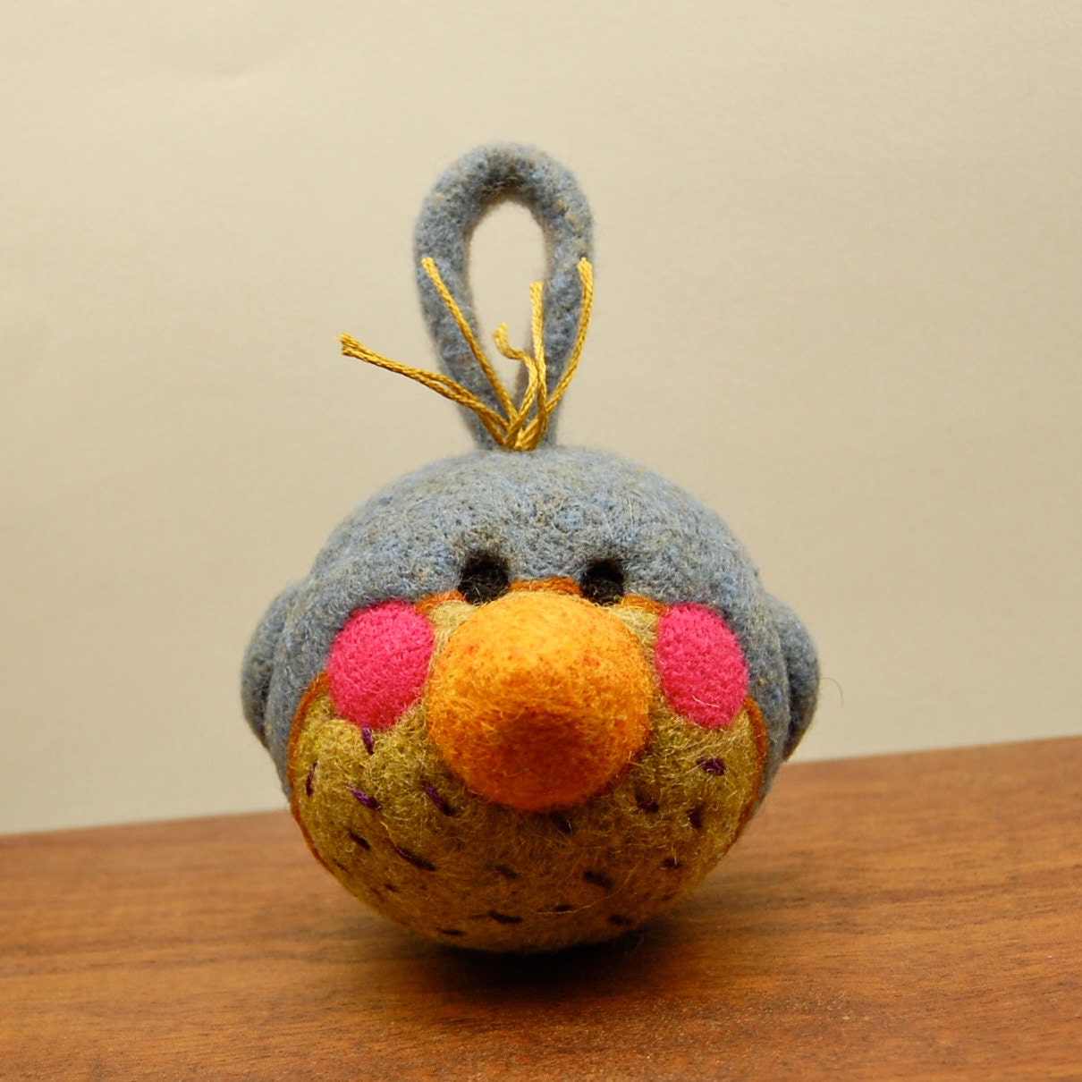 Baby's WOOLY Bluebird Rattle Made to Order
