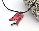Copper Necklace with Red Patina, Tulip Botanical Necklace