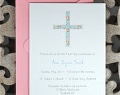 Baptism Invitiations . Christening Invitations . Communion Invitations - Chic Roses