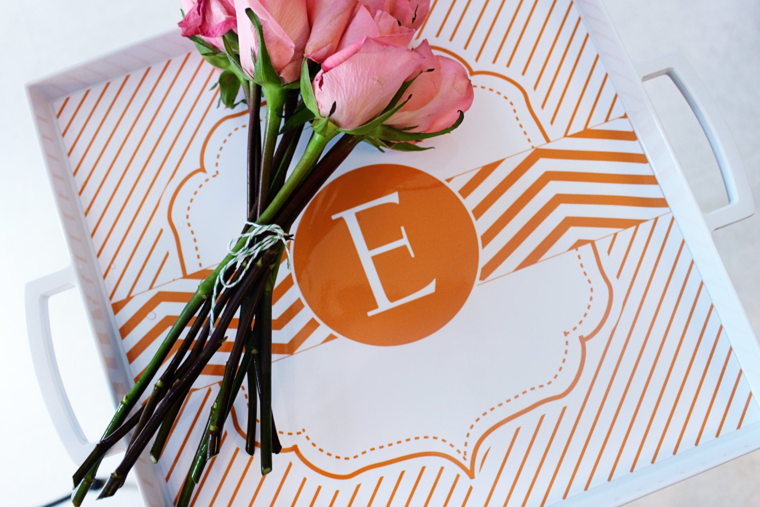 NEW Melamine Personalized Tray in flourish pattern