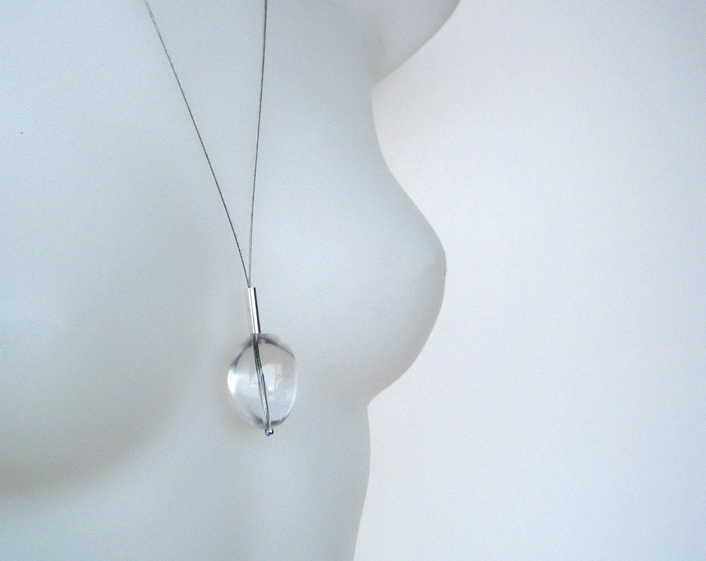 modern glass pendant, chunky statement necklace, minimalist design, contemporary jewelry, avant garde pendant, bold