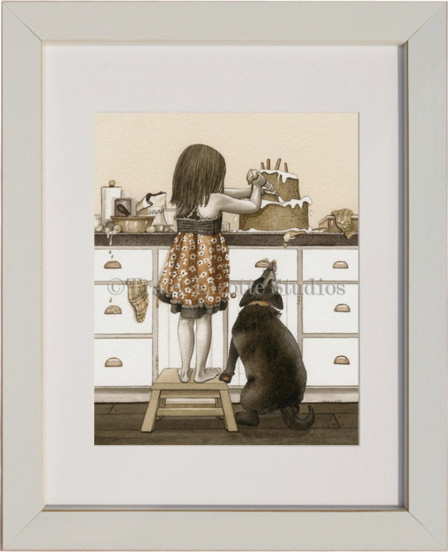 Bake Me A Cake - 8"x10" archival watercolor print by Tracy Lizotte