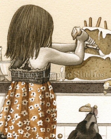 Bake Me A Cake - 8"x10" archival watercolor print by Tracy Lizotte