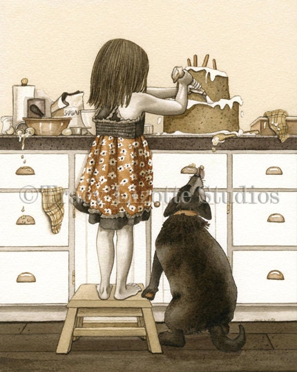 Bake Me A Cake - 8"x10" archival watercolor print by Tracy Lizotte