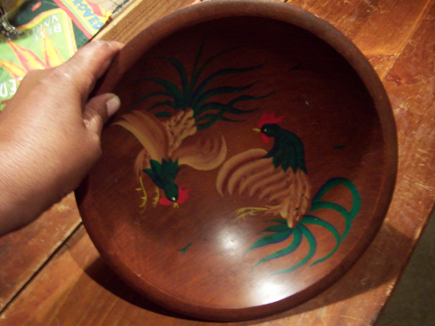 Fighting Roosters Munising Wooden Bowl