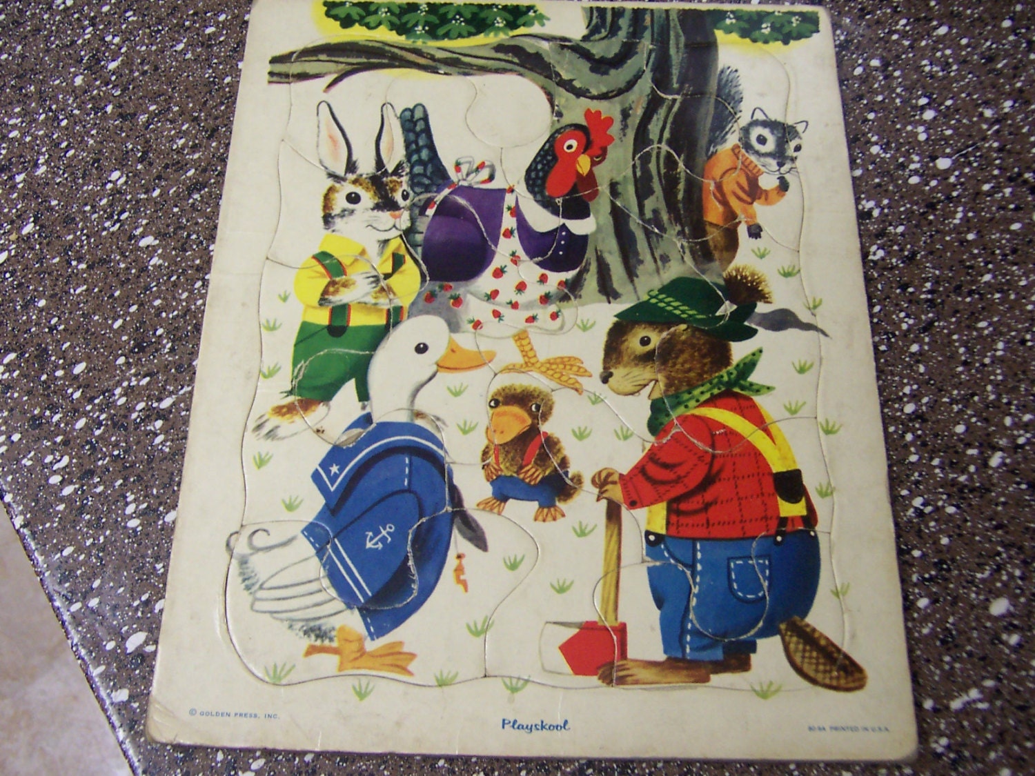 Vintage Playskool Richard Scarry Frame Puzzle Golden Press 80-9A