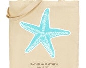 10 Wedding Welcome Modern Starfish Tote Bags - Beach
