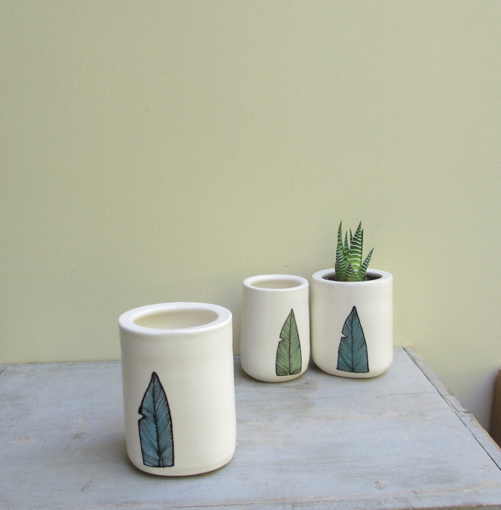Succulent planter, blue feather planter, spring garden pot
