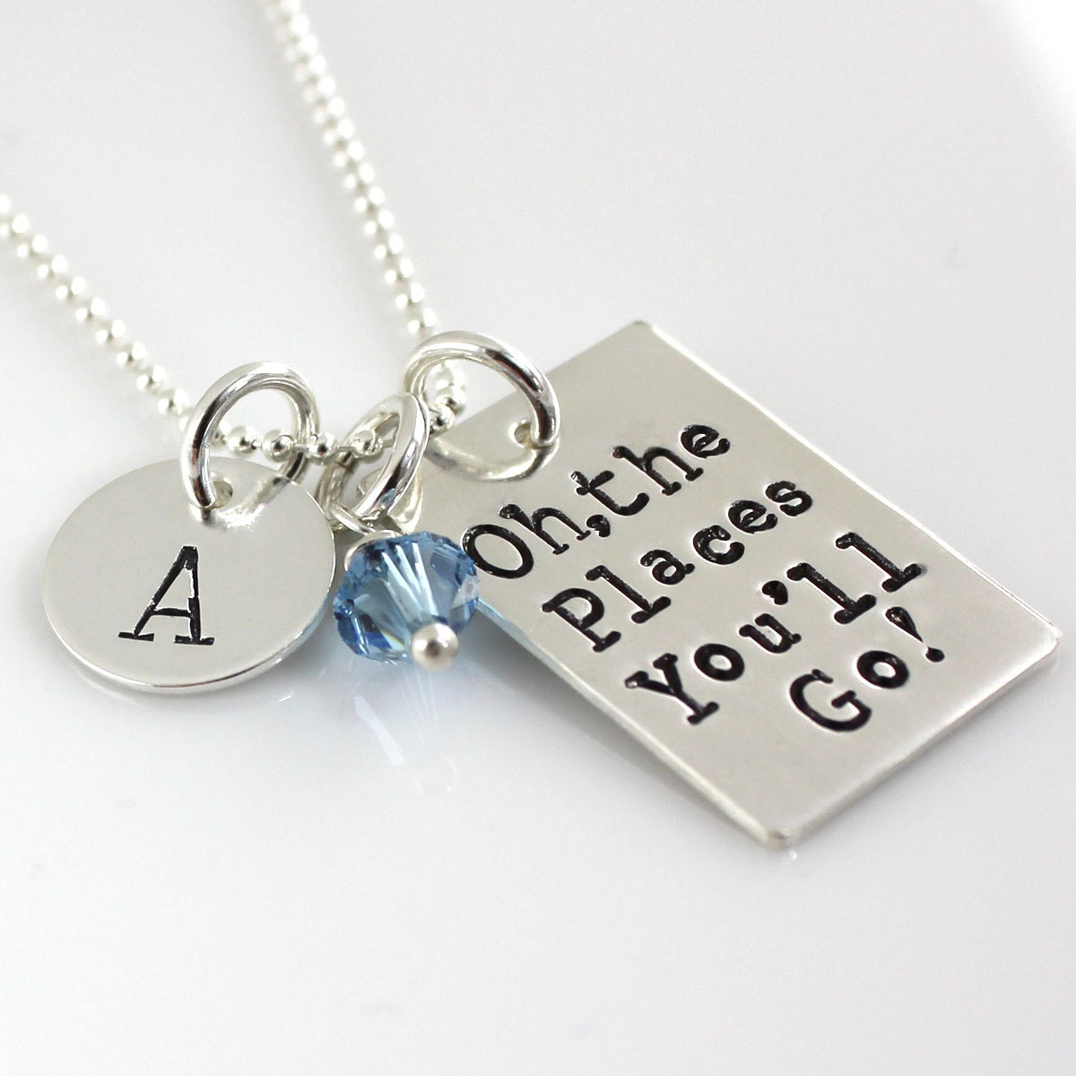 Oh, the Places You'll Go Necklace - Dr Suess Necklace - hand stamped personalized graduation necklace - grad, graduation 2013