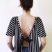 Black and White Striped Blouse// Open Back// S,M,L