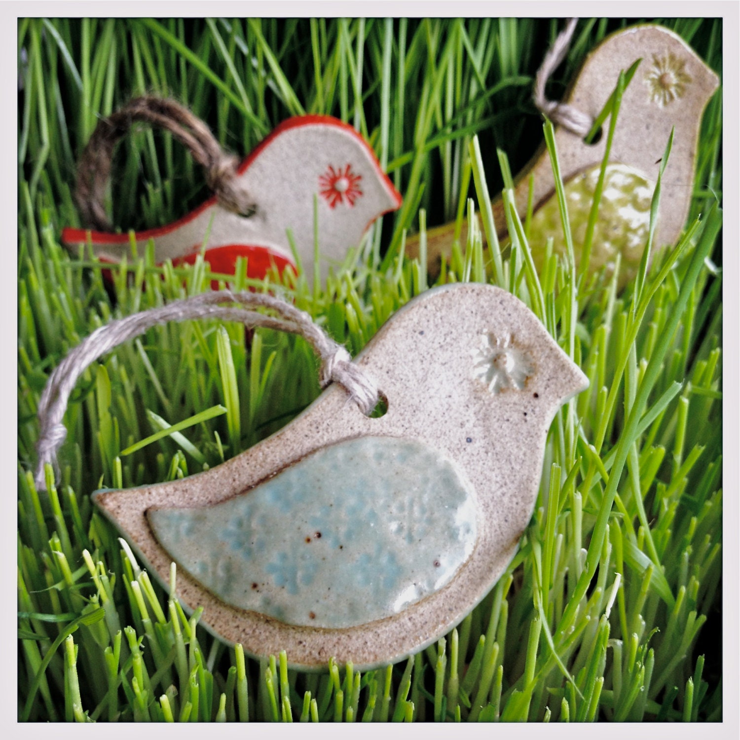 little birdie ornament - light sky blue ( one )