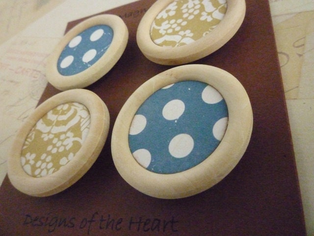 Button Magnets - Blue Dots Collection - Handmade - 35mm
