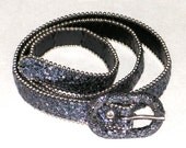 Vintage Belt Black Amethyst Glitter Bling Silver Metal Beaded Sixties Mad Men Go Go