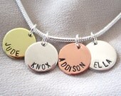 Personalized Necklace in mixed metals - Four Name Necklace