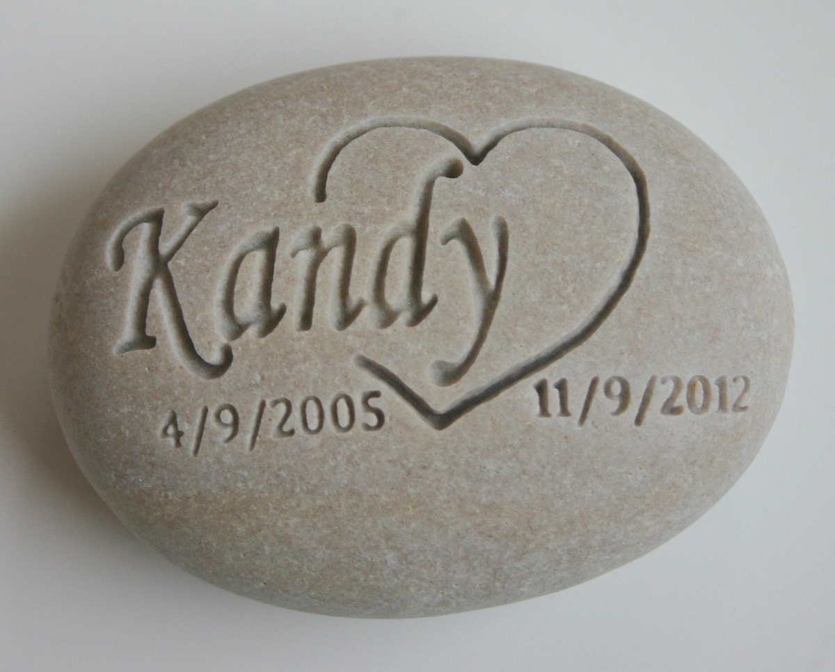 Custom Engraved Pet Memorial White Light Grey Stone Dog Cat Pet Loss