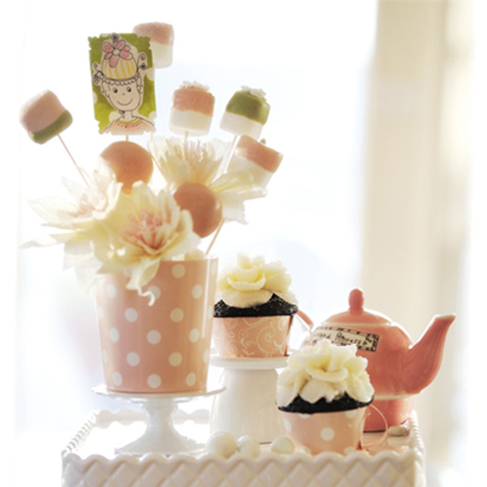 6 Vases 12 Cupcake Wraps for Graduation Party, Tea Party, Shower Centerpiece, Wedding Flowers, Tea Party, May Day & Mothers Day Flowers