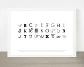 font alphabet - large typography alphabet art print poster