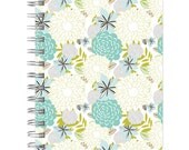 journal notebook lined spiral teal floral pattern 6x9 recycled paper