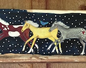Pretty Ponies Folk on Reclaimed Wood