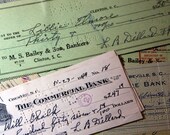 VINTAGE CHECKS 2 dozen 1950's perfect for COLLAGE
