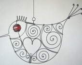 Love Bird Wire Sculpture In Red