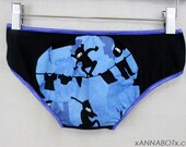 Extra Small - Ninja Fighting - Low Rise Panties Knickers Briefs Underwear - Blue Black Geek Nerd