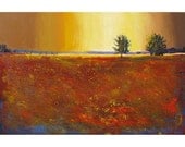 Original painting Acrylic Abstract landscape Painting Sunset Sky tree  Impressionist red burgandy HIGHLY TEXTURED  24x36