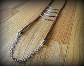Tribal Leather and Silver Necklace Engraved