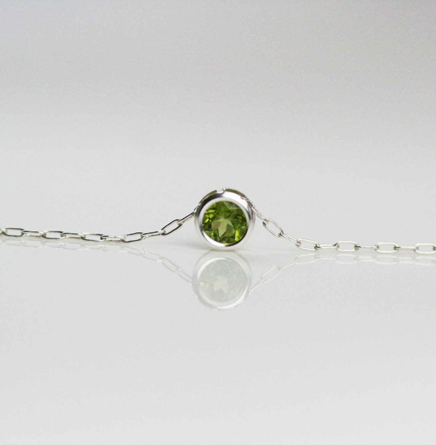 Peridot Sterling Silver Dot Necklace - August Birthstone