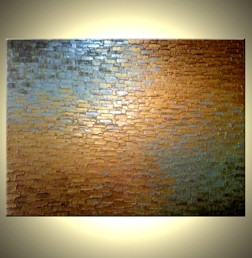 Original Abstract Gold Metallic Palette Knife Painting - Bronze Modern Textured Art by Lafferty - 36 x 48 - 22% Off Sale