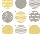 ORGANIC custom 3 piece gray and yellow baby bedding- crib skirt, fitted sheet, changing pad cover- made to order