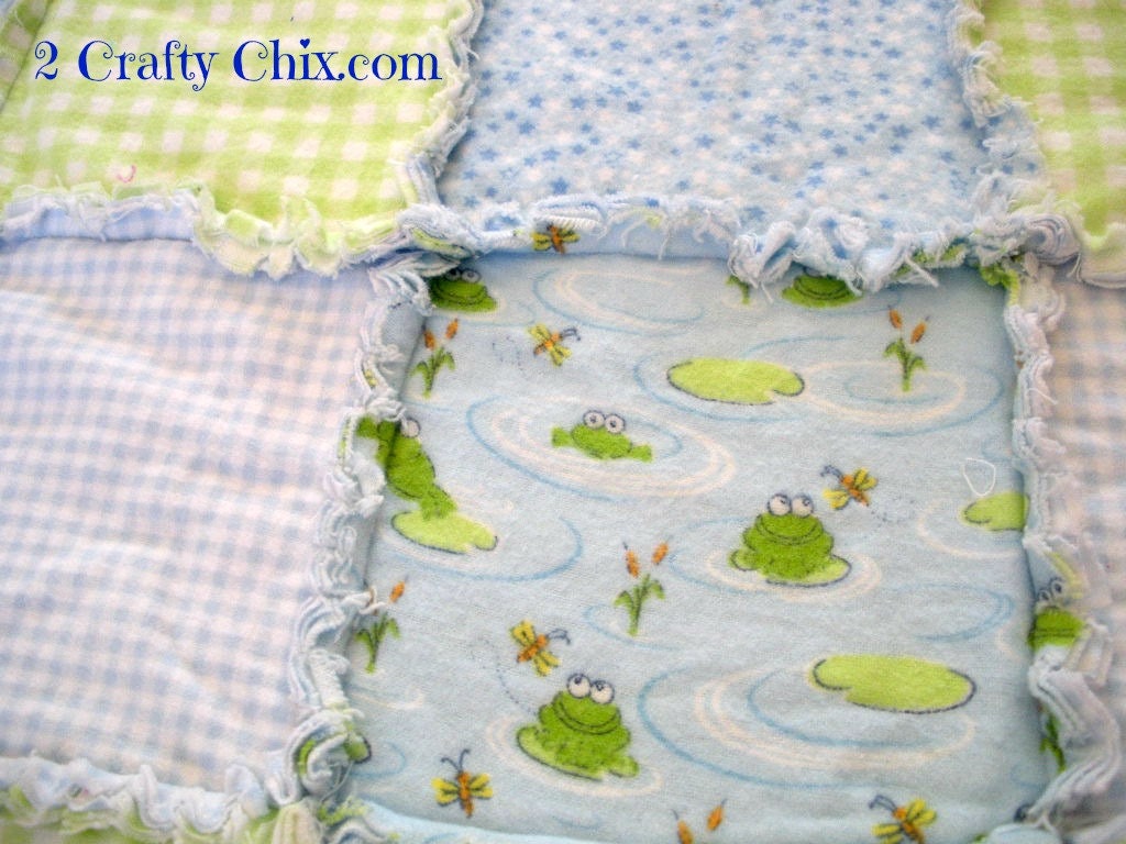 Lil Froggies Flannel Rag Edge Quilt