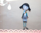 Art Doll Brooch Pregnant Girl mixed media collage