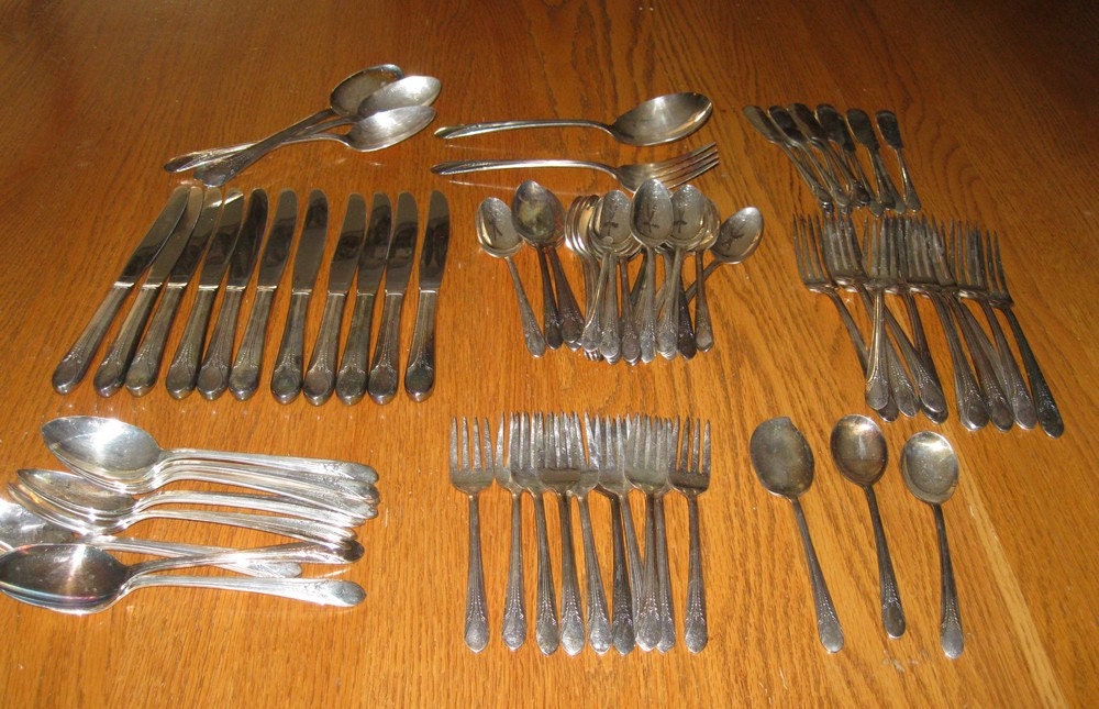 Silver Plated Flatware, HUGE Set, Rogers Flatware, Wedding Decor, Table Setting, Antique Flatware