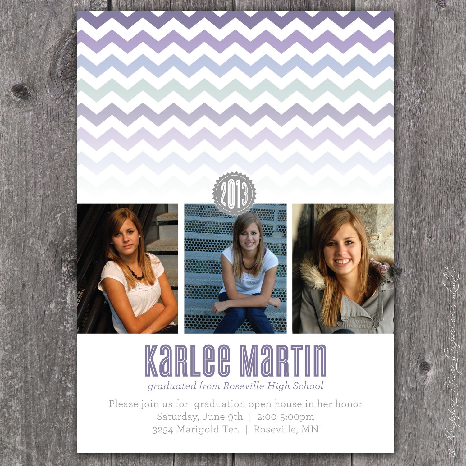 Ombre Chevron Custom DIGITAL Photo Graduation Announcement Invitation Il_570xn