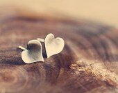Simple post earrings - tiny earrings - hearts - silver earrings