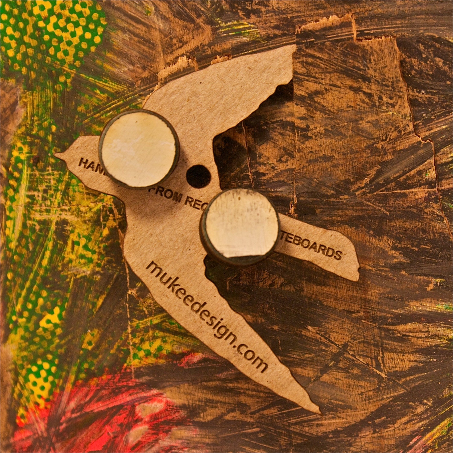 Reclaimed Skateboard Stud Earrings