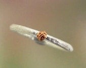 Lady bug Stacking Ring, 14k Rose gold and Sterling silver, Made to order