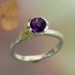 Rose Cut Amethyst Stacking Ring, Purple Gemstone Ring, Sterling Silver, 18k gold Hydrangea, February Birthstone  Made to order