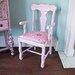 antique chair shabby chic pink white distressed roses cottage arm prairie desk side