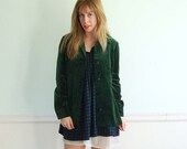 25% OFF . . . Green Velvet Blazer Vintage 70s Bottle Green Jacket S/M